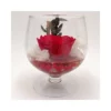 ROSA STABILIZZATA In COPPA DI VETRO Diametro 12 Cm - RED
