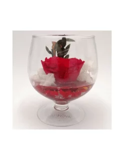 ROSA STABILIZZATA In COPPA DI VETRO Diametro 12 Cm - RED