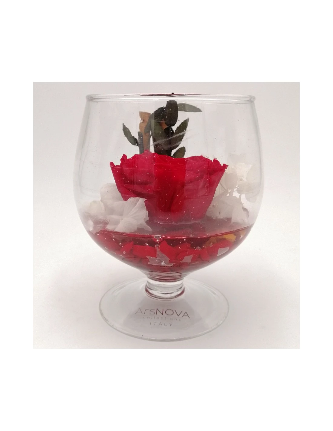 ROSA STABILIZZATA In COPPA DI VETRO Diametro 12 Cm - RED 1 ROSA STABILIZZATA In COPPA DI VETRO Diametro 12 Cm - RED