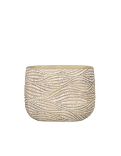 COPRIVASO CERAMICA HENDRICK OVAL CREAM - L28XW16XH21CM