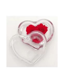 ROSA STABILIZZATA In CUORE DI VETRO Diametro 12 Cm - RED