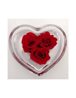 ROSA STABILIZZATA In CUORE DI VETRO Diametro 12 Cm - RED -Vendite Forniture Da Giardino cuore di rosa cm 12 3 rose jolie profumate packaging colore rosso 3