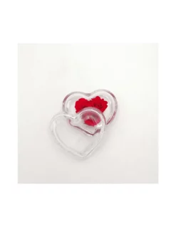 ROSA STABILIZZATA In CUORE DI VETRO Diametro 8 Cm - RED