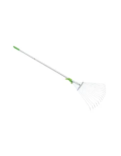 Scopa Per Erba E Foglie 15 Denti Regolabile In Metallo Con Manico Lunghezza Cm 1